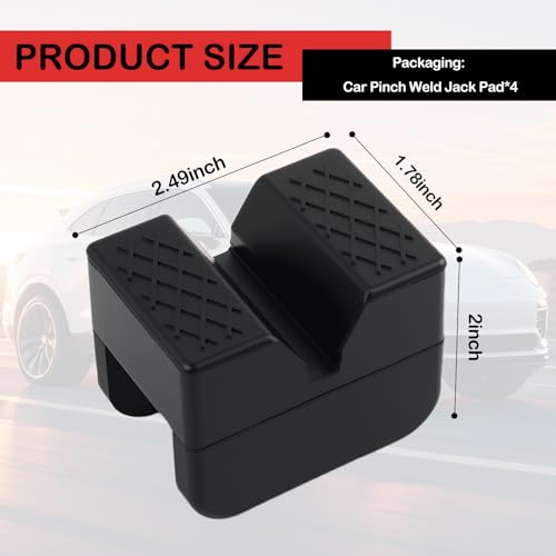 4PCS 2T Slotted Pinch Weld Jack Pads,Rubber Car Jack Stand Pads Provide Non-Slip Cushioning Protection,Essential Car Pinch Weld Jacks Adapter Floor Jacks Accessories