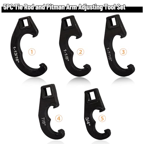 5 Piece Tie Rod Adjusting Tool Set, Tie Rod and Pitman Arm Adjusting Tool Kit Suitable for The vast Majority of Passenger Cars and Light Trucks