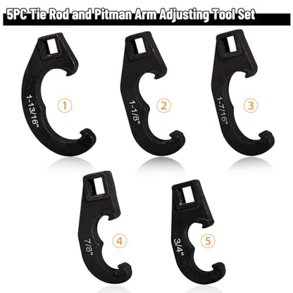 5 Piece Tie Rod Adjusting Tool Set, Tie Rod and Pitman Arm Adjusting Tool Kit Suitable for The vast Majority of Passenger Cars and Light Trucks