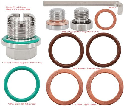 M18.1-1.5 x 15mm Oversize Piggyback Oil Drain Plug, Stainless Steel Self Tapping Oil Pan Thread Repair Kit - size: M18.1x1.5