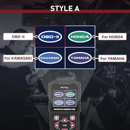 M3-A Motorcycle Diagnostic Tool for Honda Yamaha Kawasaki | Full System OBD2 Scanner Code Reader, Live Data, Actuation Test, Fault Code Reset & Battery Voltage Test