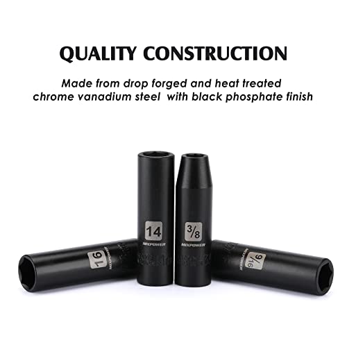 MIXPOWER 25 Pieces 1/2-Inch Drive Deep Impact Socket Set, CR-V, Metric/SAE, Includes 12mm to 24mm, 3/8-Inch to 1-Inch, 3", 5" Extension bars, 1/2"-1/4" Adapter - size: 25 PCS(10MM-24MM,3/8"-1")