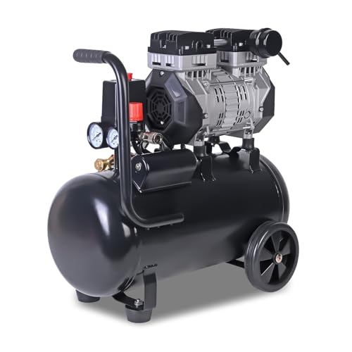 AAIN Ultra Quiet Air Compressor, 6.3 Gallon, Oil-Free, 1.5HP, 6 CFM, 116PSI | 70dB Noise Level Air Compressor with Wheels for Spray Painting, Auto Repair, Carpentry Decoration