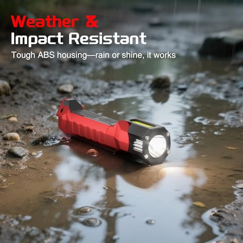 Anhay Rechargeable Work Light, 1200 Lumens LED Work Lights with 160° Swivel Head, Magnetic Base & Hooks, 6 Lighting Modes Magnetic Work Light for Car Repairs, Emergencies (2)
