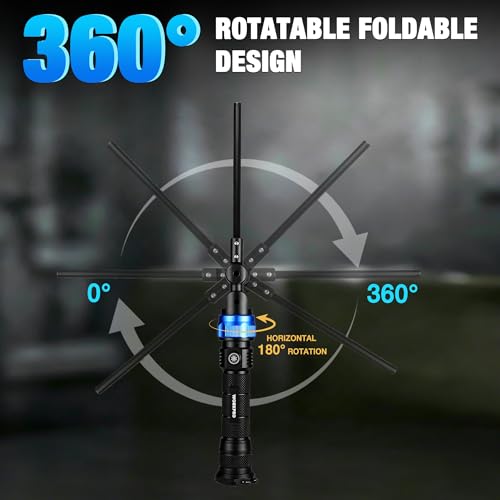 WORKPRO Magnetic LED Work Light, 3200mAh Foldable Rechargeable Flashlight, Mechanic Light with 360° Rotation & Dimming Mode, Portable 1200LM Flood Light for Camping, Repair, Emergency, 4 Modes, 1 Pack