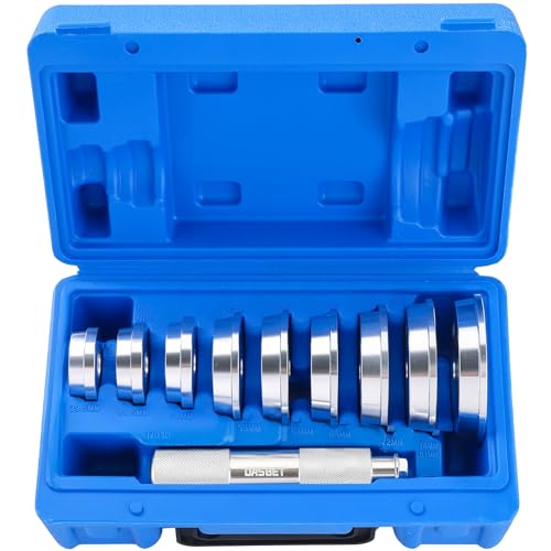 DASBET 10pcs Bearing Race and Seal Driver Set | Aluminum Bushing Press Kit with Seal Driver and 9 Adapters for Bearing Installation