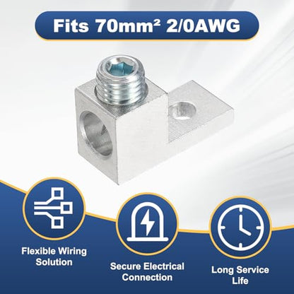 MECCANIXITY 4 Pcs Dual Aluminum Ground Lug, 1B26U 2/0AWG Double Wire Barrel Mechanical Lugs M12 Screw 600V for Electrical Connection Circuit Breaker Solar Panel Marine Power Distribution - size: 2/0 AWG 1B26U
