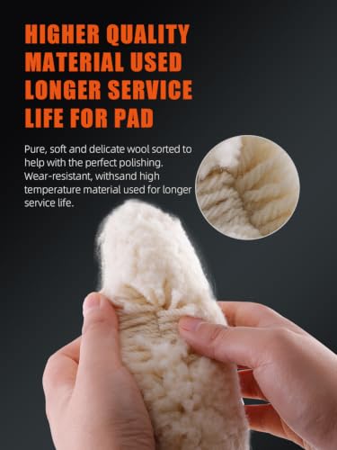 SPTA 7" (180mm) Wool Buffing Pad, Double Side 100% Natural Wool Pad with 5/8-11 Thread for 2-Sided Compound Cutting and Polishing for Automotive, Marine and Epoxies - size: 7 Inch