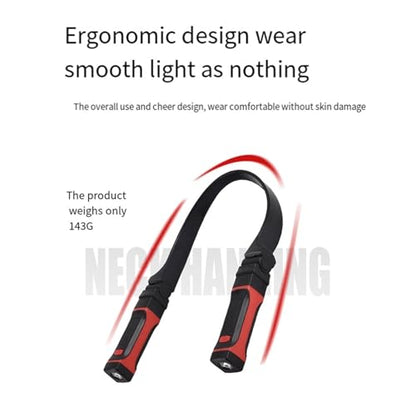 Neck Flashlight 4X Detachable Neck Light Rechargeable, LED Work Light with Magnetic Base, Hands Free Mechanic Light, Around Neck