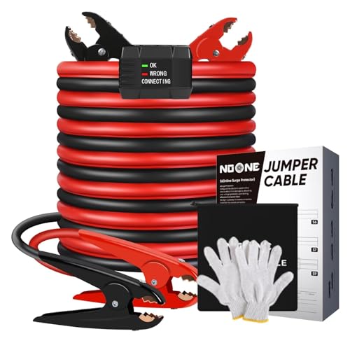 NOONE Heavy Duty Jumper Cables, 2 Gauge 20Feet 800Amp Automotive Booster Cables with Reverse Polarity Protection for Car, SUV and Truck, Jumper Cables Kit with Carry Bag - size: 2Gauge x 20FT
