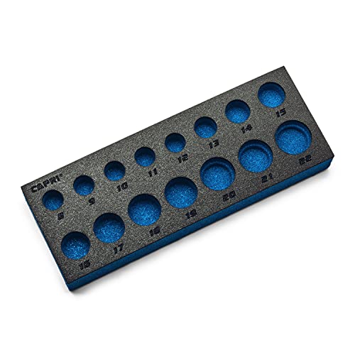 Capri Tools Mechanic's Tray for 3/8 in. Drive Sockets, Metric Blue - size: Metric