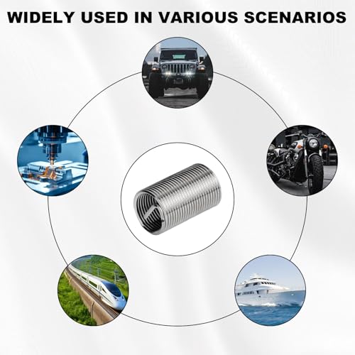 100PCS Thread Repair Insert, M6 × 1.0 × 3D Helicoil Metric Thread Sleeve Steel Sheaths Wire Thread Inserts, 304 Stainless Steel Helicoil Coiled Wire Screw Thread Repair Kit - color: 18mm