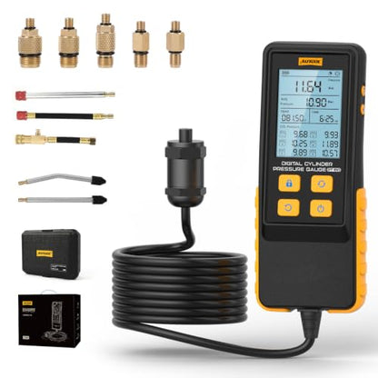 AUTOOL Digital Compression Tester Automotive Compression Gauge 0-426PSI 0~29bar for Petrol Engine Cylinder Compression Test Kit with Adapters & Hoses, 6 Data Saving, Backlit Screen