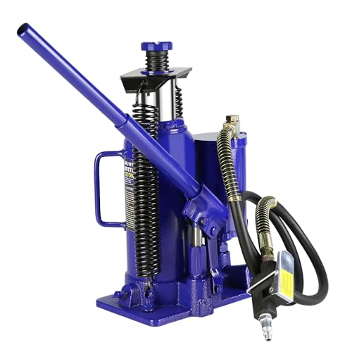 12 Ton Air Hydraulic Bottle Jack, Pneumatic Quick Lift Welded Car Bottle Jack,10.2-20.1 inch Lifting Range Manual Handle and Air Pump,Heavy Duty Auto Truck Travel Trailer Repair Lift,Blue - color: Blue-n, size: 12 Ton