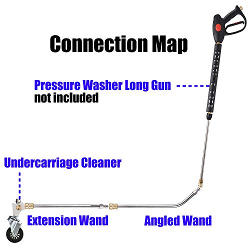 M MINGLE 13’’ Pressure Washer Undercarriage Cleaner with 2 Extension Wands | Under Car Wash with 4 Nozzles, Removes Underbody Dirt and Oil, Fits Cars, Trucks, SUVs and Trailers, 4000 PSI - size: 13 Inch