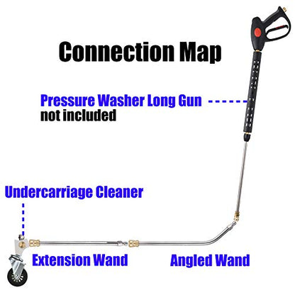 M MINGLE 13’’ Pressure Washer Undercarriage Cleaner with 2 Extension Wands | Under Car Wash with 4 Nozzles, Removes Underbody Dirt and Oil, Fits Cars, Trucks, SUVs and Trailers, 4000 PSI - size: 13 Inch