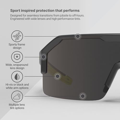 HexArmor Shockwave Safety Work Glasses | ANSI Z87+, 100% UV Protection, Anti-Fog or Scratch Resistant, Polarized - color: Hi-vis Frame