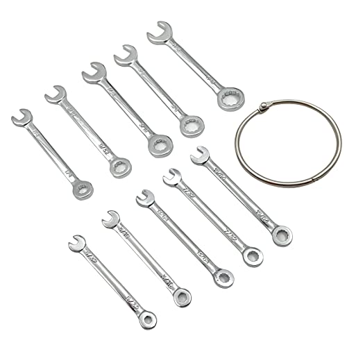 Mini Wrench Set Open End Wrench Ignition Wrench Sets With Chain Ring British Type Wrenches (10pcs) - size: Red is British Type