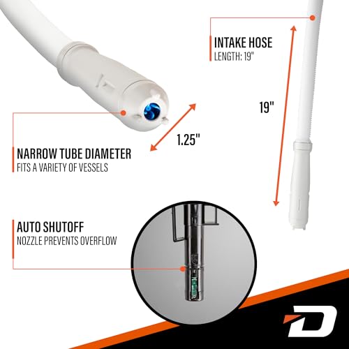 Deway AA Battery Gas Pump Automatic Fuel Transfer with Auto-Stop Nozzle & PVC Hose - 2.2 GPM Siphon Pump for Gasoline, Diesel, Kerosene, Gas Cans, Generators, Lawn Mowers, Boats, ATVs - style: Auto-Stop Nozzle w/ PVC Hose