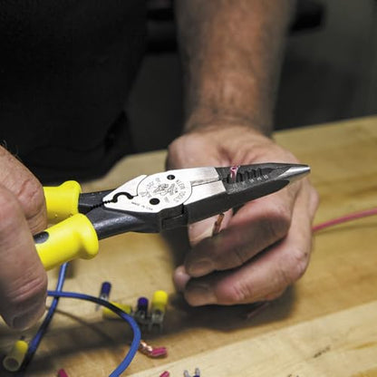 Klein Tools J207-8CR Needle Nose Pliers, Made in USA, All-Purpose Linesman Pliers for Crimping, Looping, Cutting, Stripping, Crimping, Shearing - style: Crimper