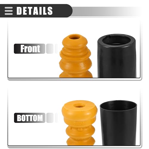 Motoforti Rear Suspension Bump Stop Shock Absorber Strut Boot Kit, for AUDI A2 2000-2005, Rubber, No.1J0512131B/6Q0512131B, Black Yellow, 2 Set