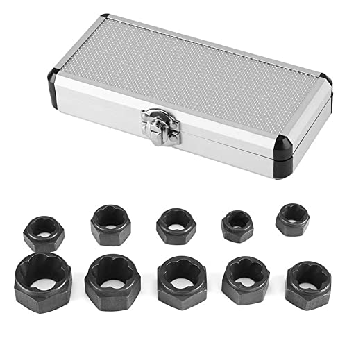 10 Pcs Impact Bolt & Nut Remover Set,Screw Extractor Set & Bolt Extractor Tool Set for Removing Damaged Frozen Stubborn Rusted Rounded-Off Sockets,with Aluminium Storage Case