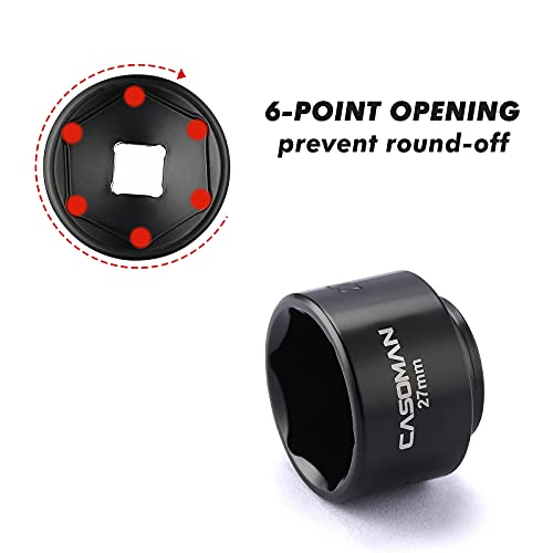CASOMAN 5 Pieces 3/8" Drive Low Profile Oil Filter Socket Set, Oil Filter Cap Remover and Installer Tool Set, 6 Point, 24mm 27mm, 29mm, 32mm, 36mm, CR-V