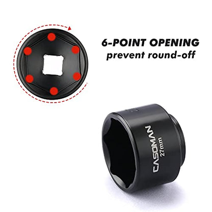 CASOMAN 5 Pieces 3/8" Drive Low Profile Oil Filter Socket Set, Oil Filter Cap Remover and Installer Tool Set, 6 Point, 24mm 27mm, 29mm, 32mm, 36mm, CR-V