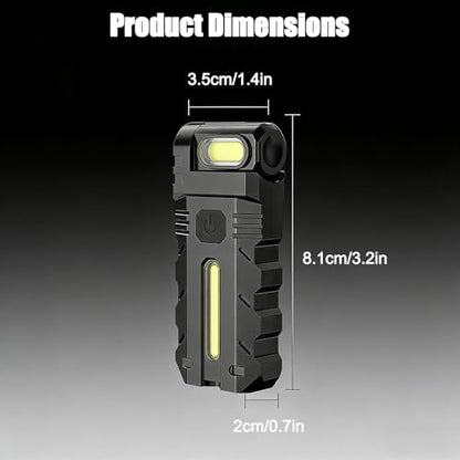 180° Rotating Head LED Work Light – Dual Beam, Magnetic Base & USB-C Rechargeable, Mini Keychain Light, Hands-Free Flashlight with Clip for Auto Repair, Mechanic, Camping, Emergency (2)