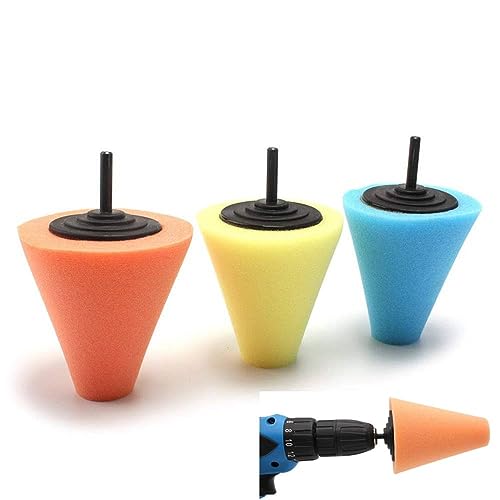 3pc Polishing Kit Buffing Pad Sponge Car Wheel Polish Cone Set Body Wheels Care Wash Cleaning Auto Tools Angle Grinder Sanding Disc