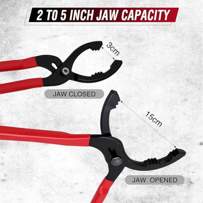 GOOACC Oil Filter Wrench Set, Oil Filter Pliers & 3-Jaw Removal Tool, Adjustable Universal Heavy Duty Carbon Steel Wrench for Cars Motorcycles Trucks, 2-Piece