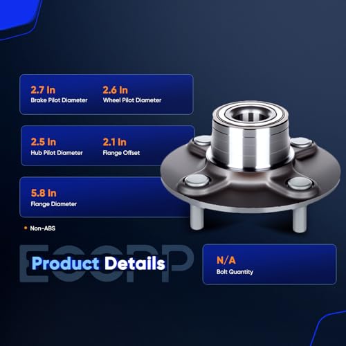 ECCPP 2-Piece 512303 Wheel Hub Bearing for Nissan Sentra 2000-2006 | 4 lugs Pre-Greased Sealed