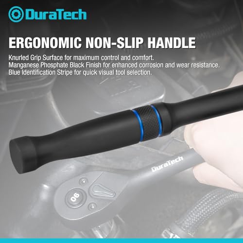 DURATECH 3/8-Inch Drive Ratchet, 90-Tooth Quick-Release Ratchet Wrench | Reversible, Cr-V Made, 4° Swing, Manganese Phosphate Black Finish, Socket Wrench for Men Women Stocking Stuffer for Men Women - size: 3/8"(Black)