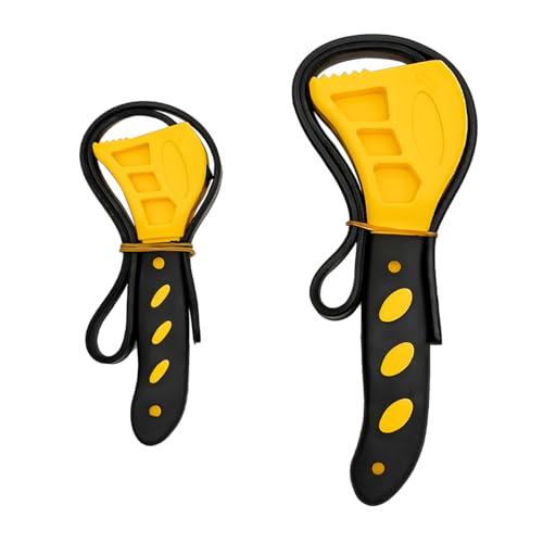 2PCS Car Strap Wrench Set, 6" and 8" Rubber Vehicle Oil Filters Strap Wrenches, Adjustable Automotive Plumbing Jar Opener Tool Accessories, Universal for SUV Sedan Truck (Yellow) - color: Yellow