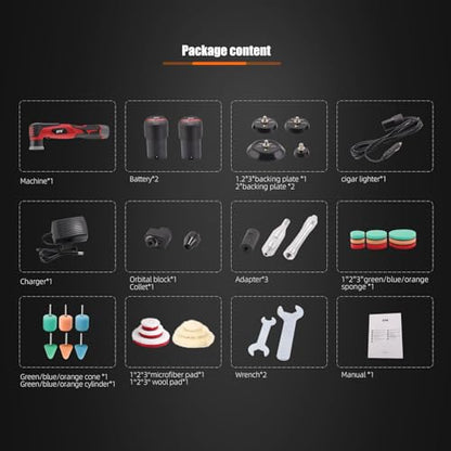 Mini Oribtal Polisher Variable Speed Car Polisher 12V Car Detailing Machine, Rechargeable Batteries, Polisher for Car Detailing Polishing Cleaning