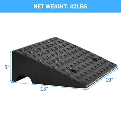 2PCS Rubber Car Curb Ramps, Portable Lightweight Threshold Ramp Set Heavy Duty Loading Ramp Slope Motorcycle Pad for Driveway, Sidewalk, Loading Dock (5" Rise) Black
