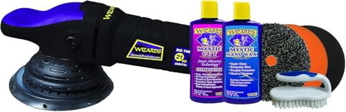 Wizards Buffing Kits DA Polisher Scratch and Swirl Remover Kit with Big Throw Polisher - 7 Piece Car Detailing Kit with Car Polish and Buffing Compound - Car Buffer for Car Detailing Supplies - color: Purple