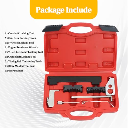 Car Timing Tool Kit, Vehicle Engine Camshaft Holding Belt Timing Locking Kit, Automotive Camshaft Tensioning Alignment Tool Set, Compatible with 16V 1.4 1.6 1.8 en6340 km6340 (Red) - color: Red