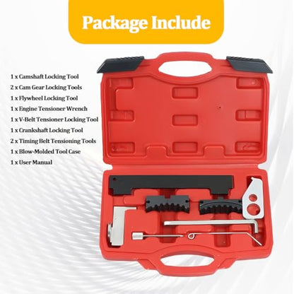 Car Timing Tool Kit, Vehicle Engine Camshaft Holding Belt Timing Locking Kit, Automotive Camshaft Tensioning Alignment Tool Set, Compatible with 16V 1.4 1.6 1.8 en6340 km6340 (Red) - color: Red
