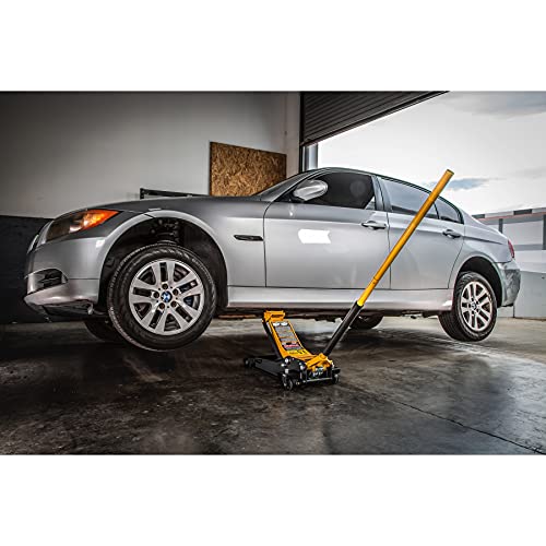 CAT 3-1/2 Ton Low Profile Service Jack – Dual Pump Quick Lift, 3.75" to 21" Lift Range, Oversized Saddle, Heavy-Duty Frame, Smooth-Roll Front Rollers – 240332 - size: Low Profile