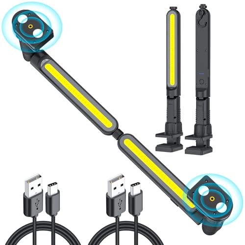 Rechargeable Magnetic Light, 2-in-1 LED Work Light Bar, 5000mAh Battery, Foldable & Built-in Clips, 3200 Lumens Underhood Work Lights for Mechanics, Automotive Repair, Inspection, Garage, Emergency