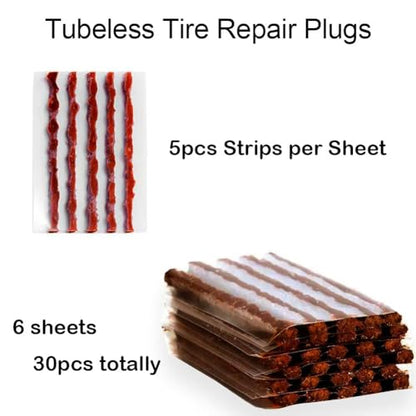 Tubeless Tire Repair Bacon Plugs Strips Refills Kit for Bike Tires- 30 Rope Plug Pack for Road & Mountain Bicycle Tires Repair
