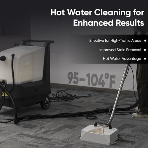 Dapper Commercial Box Carpet Extractor with 13" Motorized Brush Head, Hot Water Extraction, Strong Suction and 14.5/10.5 Gal Tanks — Ideal for Hotels, Offices, & Commercial Cleaning - size: 14.5 Gal - Hot Water Extraction