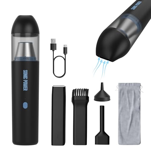 SonicPower Portable Cordless Car Vacuum, 15000Pa High Suction Handheld Vacuum Cleaner, 2-in-1 Vacuum & Blower, with 4 Attachments & Portable Storage Bag for Car, Home, Pet & Office (Black & Blue) - color: Black & Blue