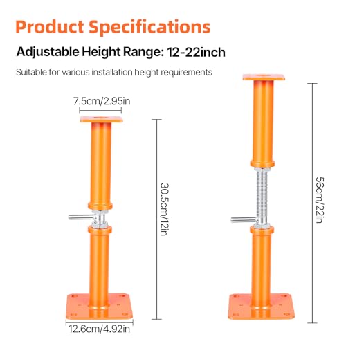 4PCS House Jacks for Leveling Crawlspace 12''-22''Adjustable Support Jack | Floor Jacks,for Stabilizing Stairs, Decks, Crawlspaces, Uneven Floors，10000 lbs Load Capacity Orange - size: 12''-22''