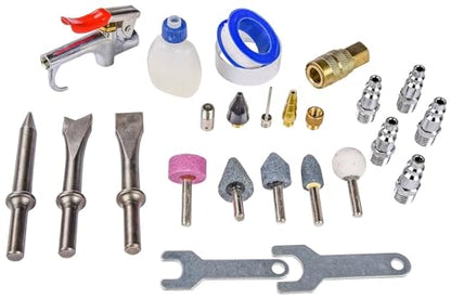 JEGS 81151 Air Tool Kit Includes Impact Wrench Ratchet Wrench Hammer Die Grinder