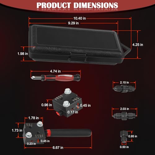 Bonbo 33260 Single/Double Flaring Tools Kit Fits for 3/16" and 1/4" Tubing on Most Vehicles - Brake Lines in Tight Spaces