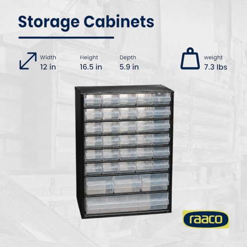 Raaco Steel Storage Cabinet, Standard 34-Drawer (C9-34) - Nuts & Bolts | Clear Polypropylene Plastic Drawer, Small Parts Organizer, Screws, Nuts & Bolts, Crafts & Hardware - For workshop and garage - size: Standard-34D, style: Steel Cabinets