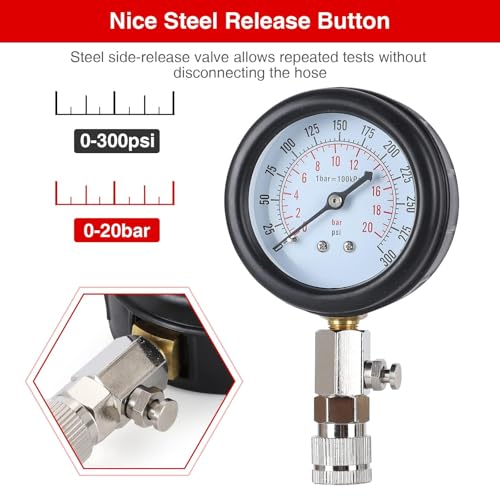 9 Pieces Compression Tester with Spark Plug Tester, Test Gauge, Motorcycle, Car, Outboard Engine, Chainsaw, Snowmobile, Car, Gasoline, Gas Engine - color: BLUE