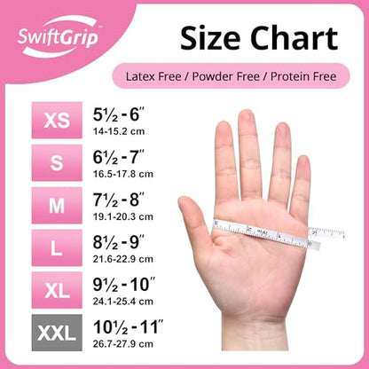 SwiftGrip Pink Nitrile Gloves, 3-mil, Industrial Gloves Disposable Latex Free, for Cleaning & Esthetician, Rubber Powder-Free, 100-ct Box (Medium) - size: Medium
